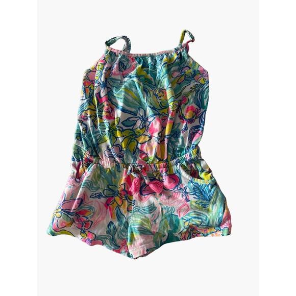 Lilly Pulitzer Romper Size 4-5 Pockets Pull on Style Cotton Aleene Romper in Sur - Picture 1 of 8